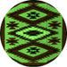 Round Abstract Green Modern Rug, abs5106grn