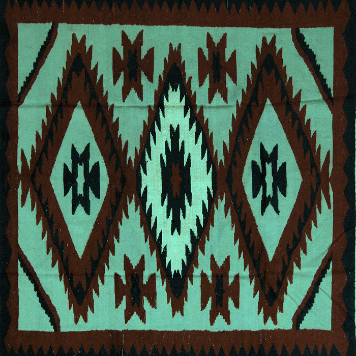 Square Abstract Turquoise Modern Rug, abs5106turq