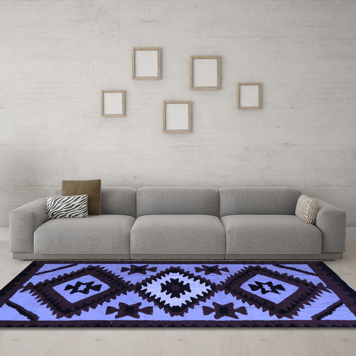 Machine Washable Abstract Blue Modern Rug in a Living Room, wshabs5106blu