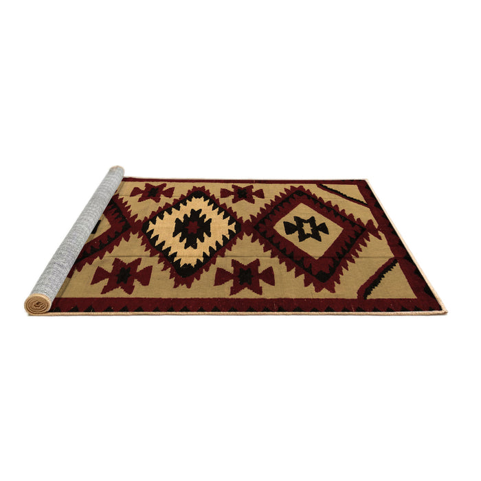 Sideview of Machine Washable Abstract Brown Modern Rug, wshabs5106brn