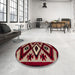 Round Abstract Dark Almond Brown Modern Rug in a Office, abs5106