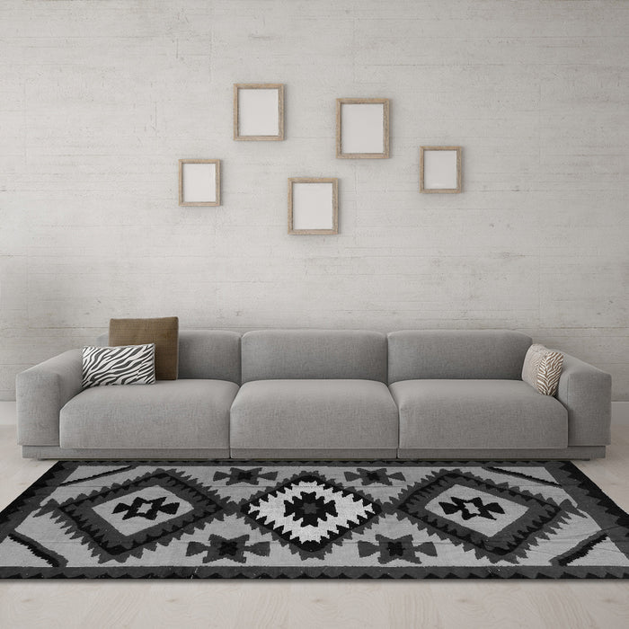 Machine Washable Abstract Gray Modern Rug in a Living Room,, wshabs5106gry