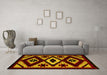 Machine Washable Abstract Yellow Modern Rug in a Living Room, wshabs5106yw