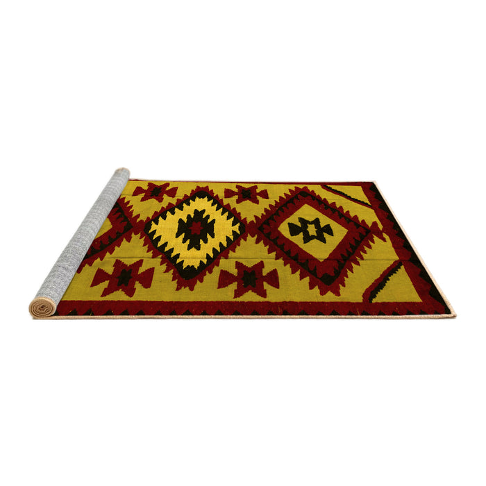 Sideview of Machine Washable Abstract Yellow Modern Rug, wshabs5106yw