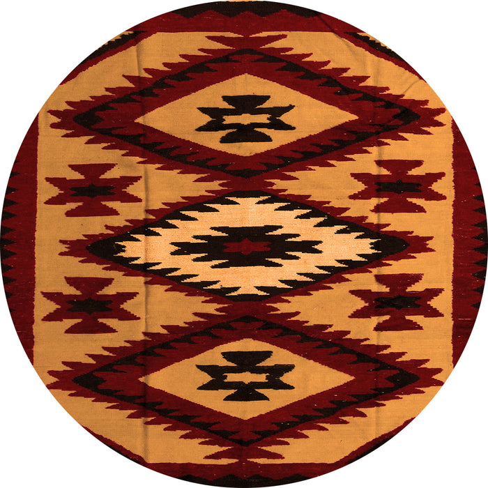 Round Abstract Orange Modern Rug, abs5106org