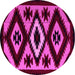 Round Machine Washable Abstract Pink Modern Rug, wshabs5106pnk