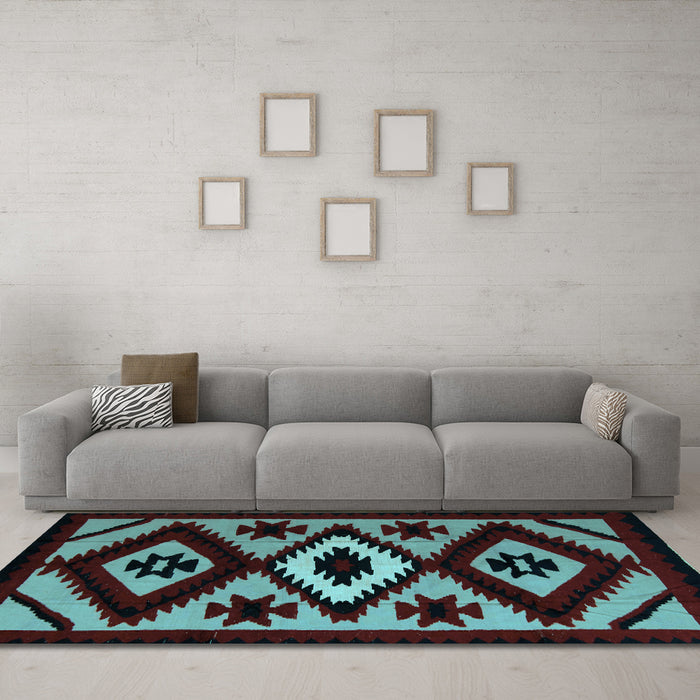 Machine Washable Abstract Light Blue Modern Rug in a Living Room, wshabs5106lblu