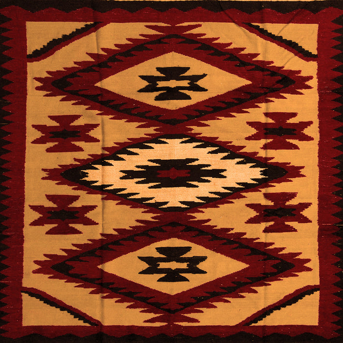 Square Machine Washable Abstract Orange Modern Area Rugs, wshabs5106org