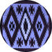 Round Abstract Blue Modern Rug, abs5106blu