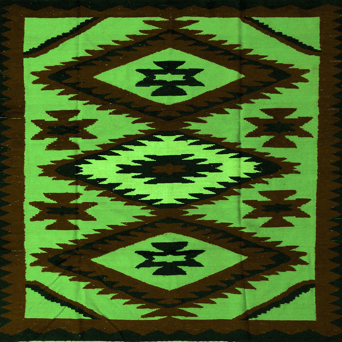 Square Machine Washable Abstract Green Modern Area Rugs, wshabs5106grn