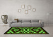 Machine Washable Abstract Green Modern Area Rugs in a Living Room,, wshabs5106grn