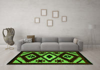 Machine Washable Abstract Green Modern Rug, wshabs5106grn