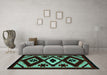 Machine Washable Abstract Turquoise Modern Area Rugs in a Living Room,, wshabs5106turq