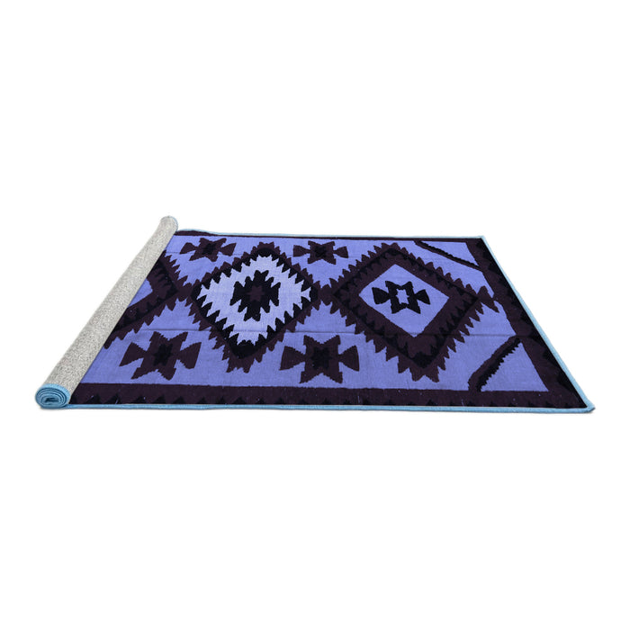Sideview of Machine Washable Abstract Blue Modern Rug, wshabs5106blu