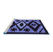 Sideview of Machine Washable Abstract Blue Modern Rug, wshabs5106blu