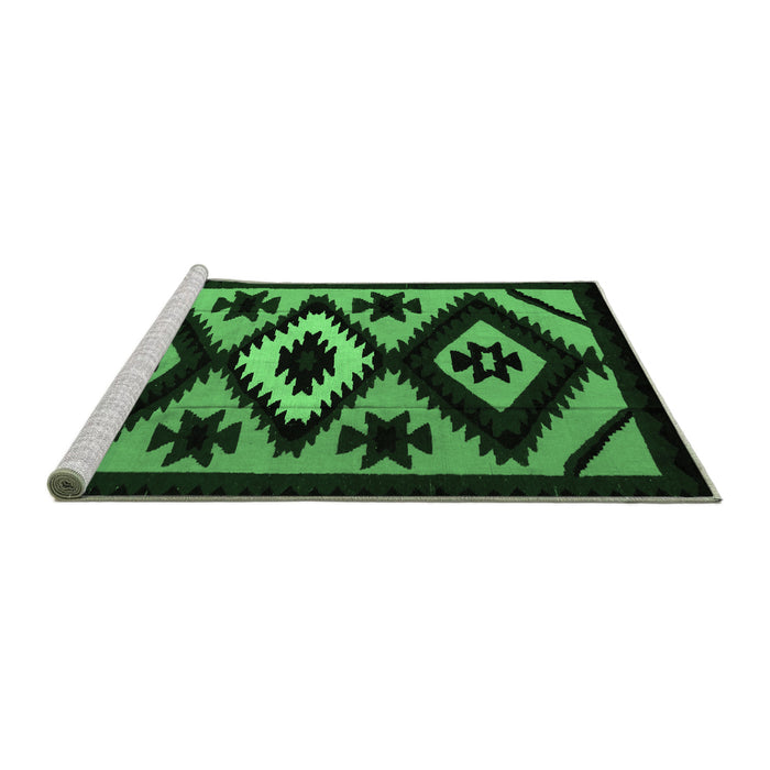 Sideview of Machine Washable Abstract Emerald Green Modern Area Rugs, wshabs5106emgrn