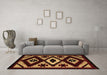 Machine Washable Abstract Brown Modern Rug in a Living Room,, wshabs5106brn