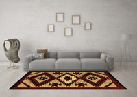 Machine Washable Abstract Brown Modern Rug, wshabs5106brn