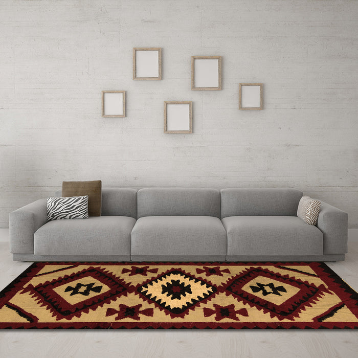 Machine Washable Abstract Brown Modern Rug in a Living Room,, wshabs5106brn