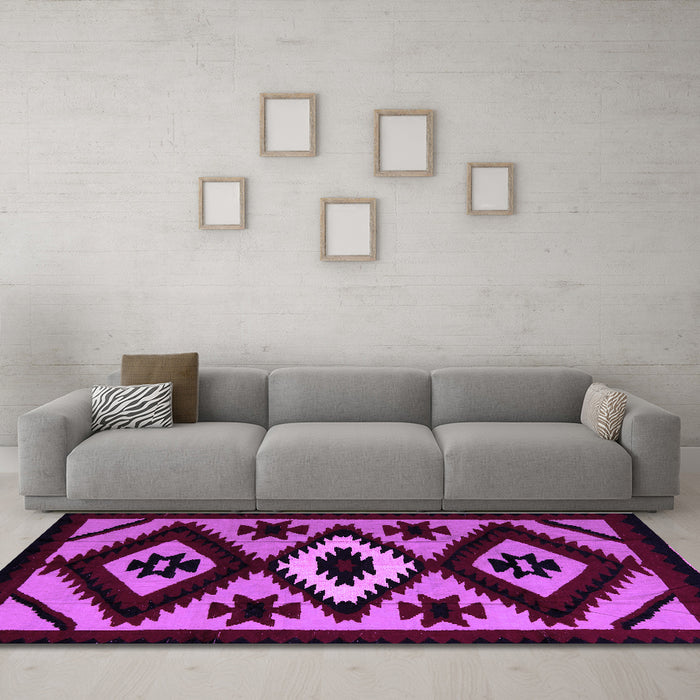 Machine Washable Abstract Purple Modern Area Rugs in a Living Room, wshabs5106pur
