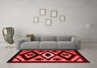 Machine Washable Abstract Red Modern Rug, wshabs5106red