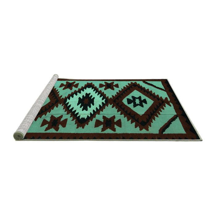 Sideview of Machine Washable Abstract Turquoise Modern Area Rugs, wshabs5106turq
