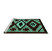 Sideview of Machine Washable Abstract Turquoise Modern Area Rugs, wshabs5106turq