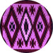 Round Machine Washable Abstract Purple Modern Area Rugs, wshabs5106pur