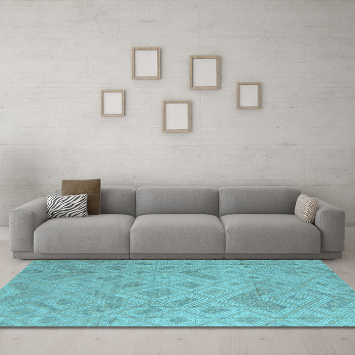 Machine Washable Abstract Light Blue Modern Rug in a Living Room, wshabs5107lblu