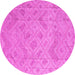 Round Abstract Pink Modern Rug, abs5107pnk