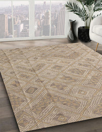 Abstract Dark Almond Brown Modern Rug, abs5107