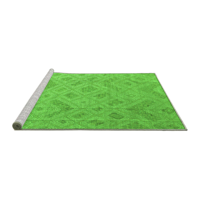 Sideview of Machine Washable Abstract Green Modern Area Rugs, wshabs5107grn