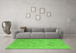 Machine Washable Abstract Green Modern Area Rugs in a Living Room,, wshabs5107grn