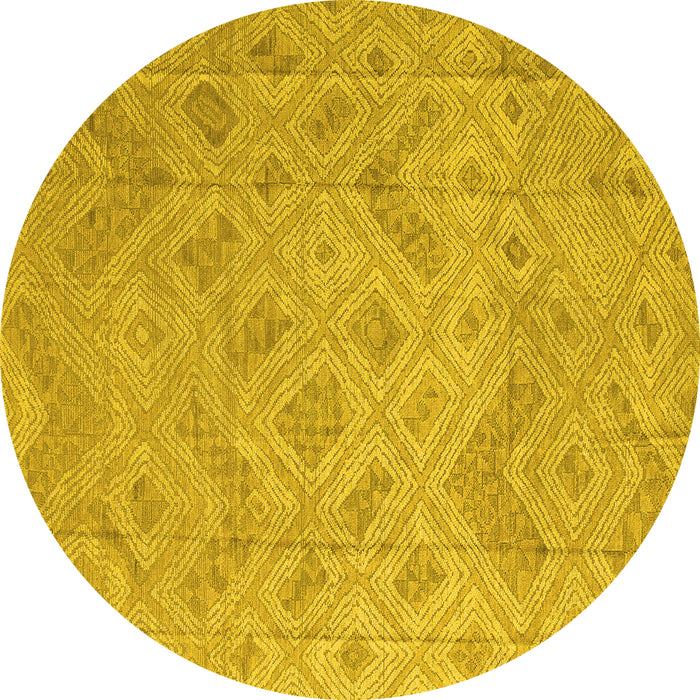 Round Abstract Yellow Modern Rug, abs5107yw