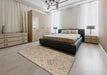 Abstract Dark Almond Brown Modern Rug in a Bedroom, abs5107