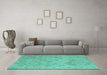 Machine Washable Abstract Turquoise Modern Area Rugs in a Living Room,, wshabs5107turq