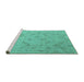 Sideview of Machine Washable Abstract Turquoise Modern Area Rugs, wshabs5107turq