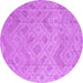 Round Machine Washable Abstract Purple Modern Area Rugs, wshabs5107pur