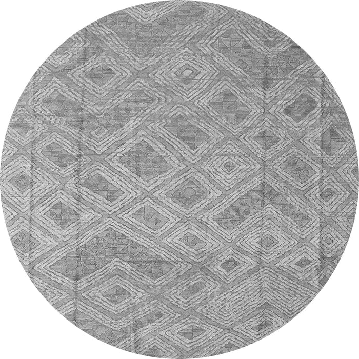 Round Machine Washable Abstract Gray Modern Rug, wshabs5107gry