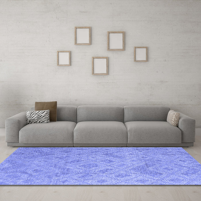 Machine Washable Abstract Blue Modern Rug in a Living Room, wshabs5107blu