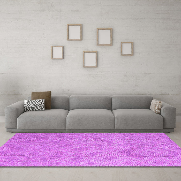 Machine Washable Abstract Purple Modern Area Rugs in a Living Room, wshabs5107pur