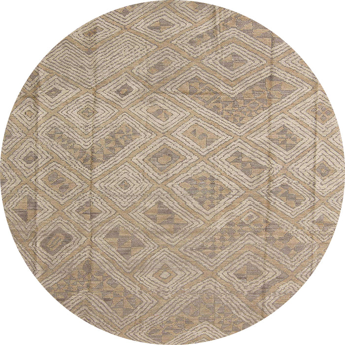 Round Machine Washable Abstract Dark Almond Brown Rug, wshabs5107