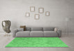 Machine Washable Abstract Emerald Green Modern Area Rugs in a Living Room,, wshabs5107emgrn