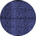 Round Abstract Blue Modern Rug, abs5108blu