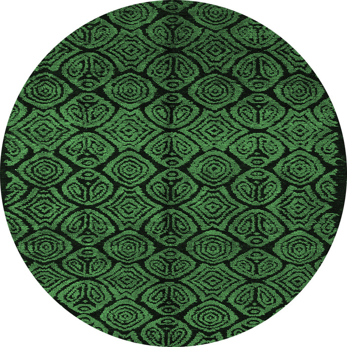 Round Abstract Emerald Green Modern Rug, abs5108emgrn