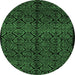 Round Abstract Emerald Green Modern Rug, abs5108emgrn