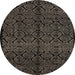 Round Abstract Brown Modern Rug, abs5108