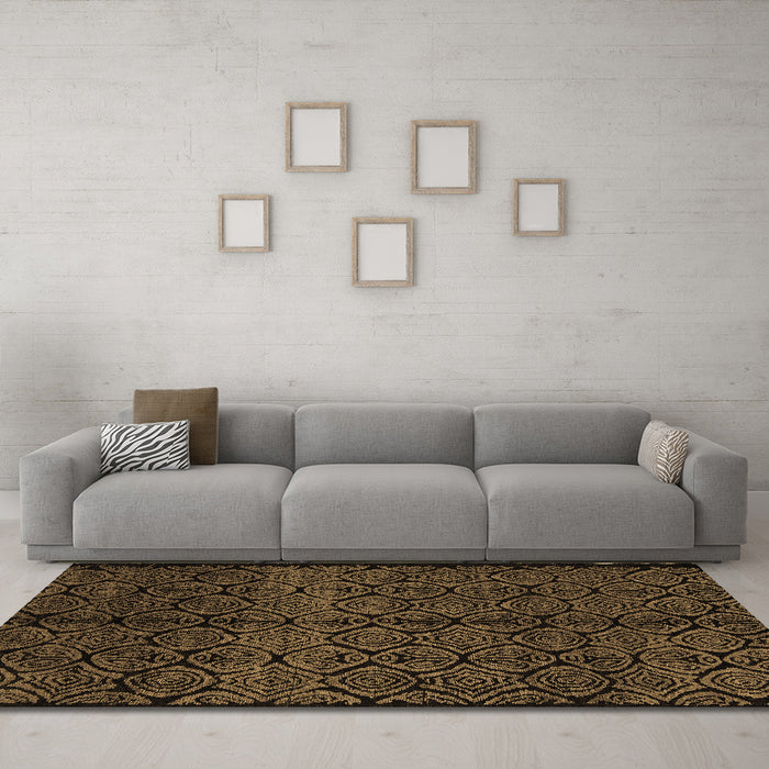 Machine Washable Abstract Brown Modern Rug in a Living Room,, wshabs5108brn