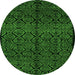 Round Machine Washable Abstract Green Modern Area Rugs, wshabs5108grn