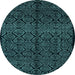 Round Machine Washable Abstract Light Blue Modern Rug, wshabs5108lblu